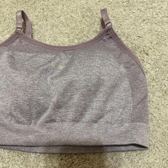 Gymshark Sports Bra Size Small Flex Strappy in Purple Grey Marl Removable Pads - Picture 3 of 6